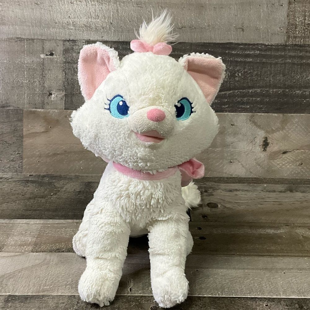 Disney Store Marie The Aristocats White Cat Pink Bow 13” Plush Stuffed Animal